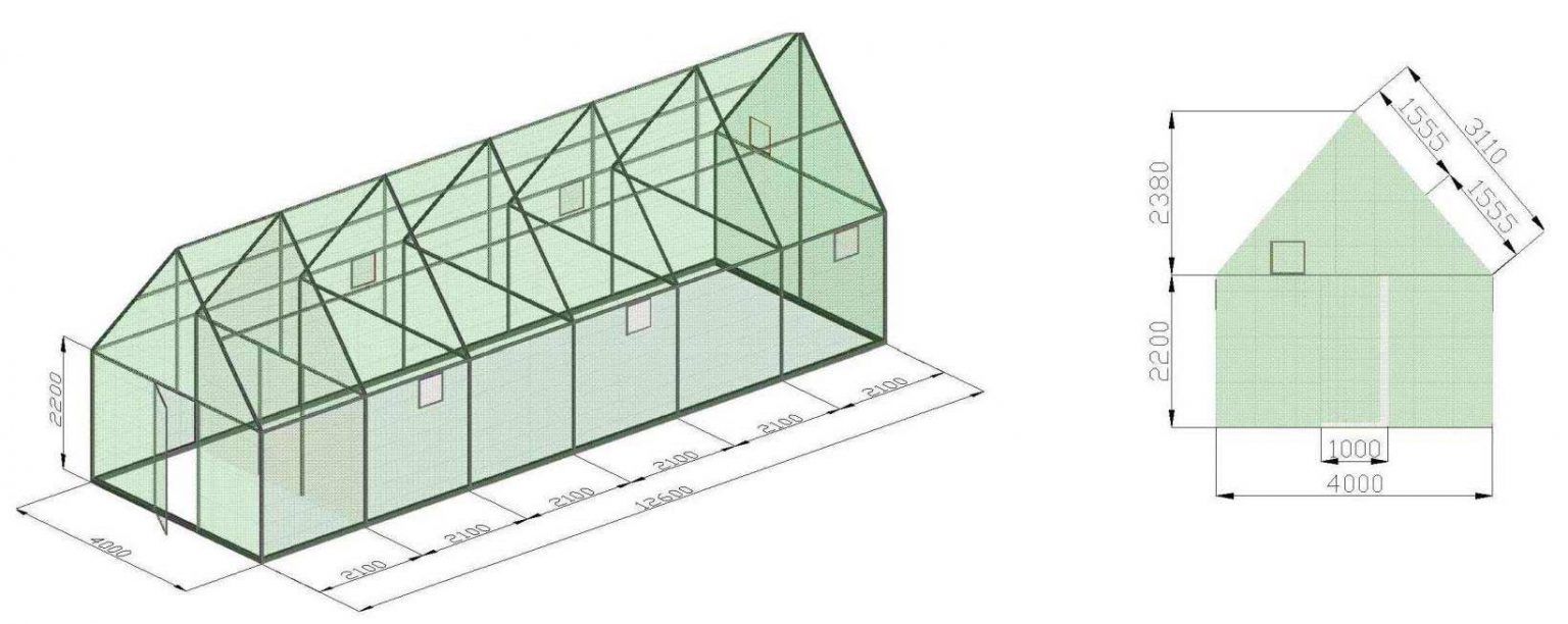Чертеж теплицы домиком